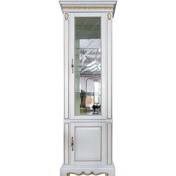 Шкаф комбинированный «Милана 1С» П4.265.2.09(396.09), Материал: Массив (дуб), Цвет: Слоновая кость с золочением