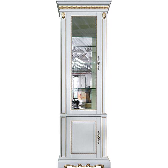 Шкаф комбинированный «Милана 1С» П4.265.2.09-01(396.09-01), Материал: Массив (дуб), Цвет: Слоновая кость с золочением