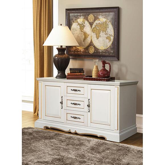 Тумба «Милана 3» П4.265.2.18(396.18), Материал: Массив (дуб), Цвет: Слоновая кость с золочением