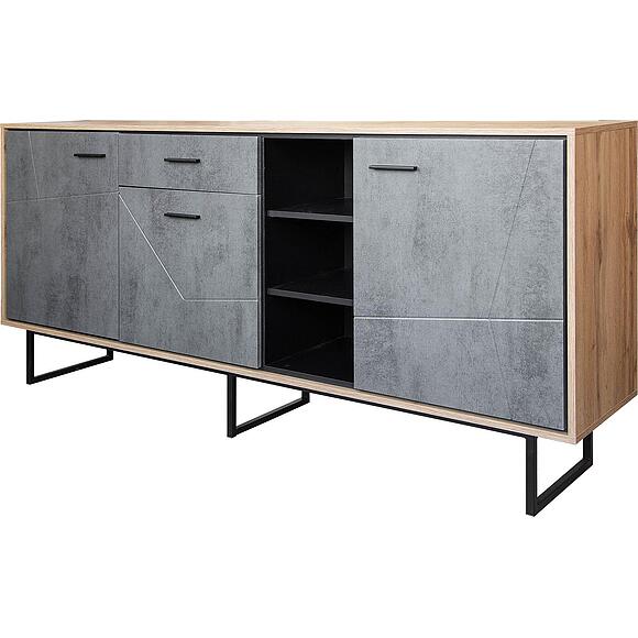 Тумба «Лайн» П6.619.0.12 (П619.12), Материал: МДФ+ПВХ, Цвет: Камень серый/Дуб вотан/Чёрный (619-12.jpg) Тумба «Лайн» П6.619.0.12 (П619.12), Материал: МДФ+ПВХ, Цвет: Камень серый/Дуб вотан/Чёрный