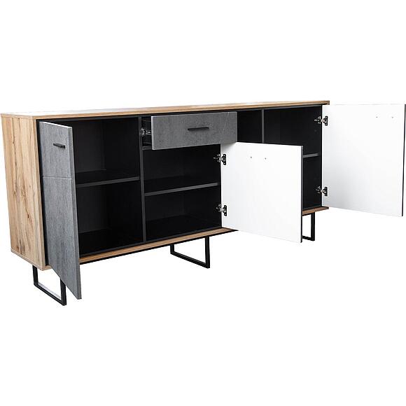 Тумба «Лайн» П6.619.0.12 (П619.12), Материал: МДФ+ПВХ, Цвет: Камень серый/Дуб вотан/Чёрный (619-12_3.jpg) Тумба «Лайн» П6.619.0.12 (П619.12), Материал: МДФ+ПВХ, Цвет: Камень серый/Дуб вотан/Чёрный