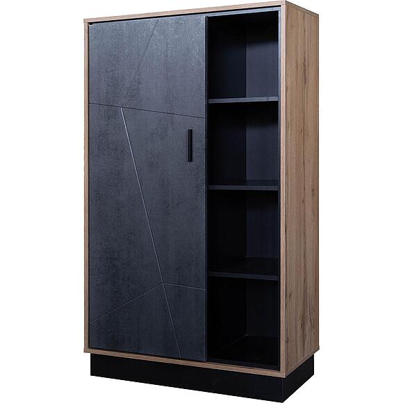 Шкаф «Лайн» П6.619.0.04 (П619.04), Материал: МДФ+ПВХ, Цвет: Камень серый/Дуб вотан/Чёрный (4J4A4493-kopiya5dee3de09130c.jpg) Шкаф «Лайн» П6.619.0.04 (П619.04), Материал: МДФ+ПВХ, Цвет: Камень серый/Дуб вотан/Чёрный