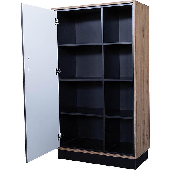 Шкаф «Лайн» П6.619.0.04 (П619.04), Материал: МДФ+ПВХ, Цвет: Камень серый/Дуб вотан/Чёрный (4J4A44955dee3dee3e49c.jpg) Шкаф «Лайн» П6.619.0.04 (П619.04), Материал: МДФ+ПВХ, Цвет: Камень серый/Дуб вотан/Чёрный