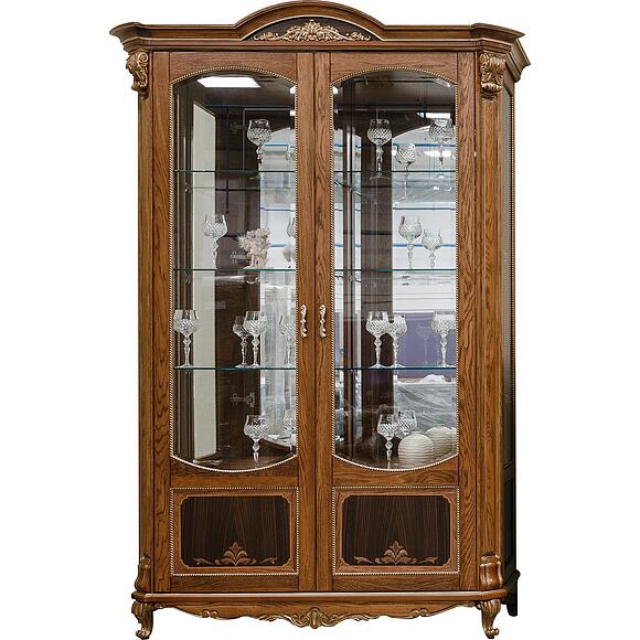 Шкаф-витрина 2д «Альба» П4.485.0.05 (П485.05), Цвет: Палисандр с золочением (4J4A5863.jpg) Шкаф-витрина 2д «Альба» П4.485.0.05 (П485.05), Цвет: Палисандр с золочением