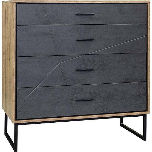 Комод «Лайн» П6.619.1.11 (П620.11), Материал: МДФ+ПВХ, Цвет: Камень серый/Дуб вотан/Чёрный