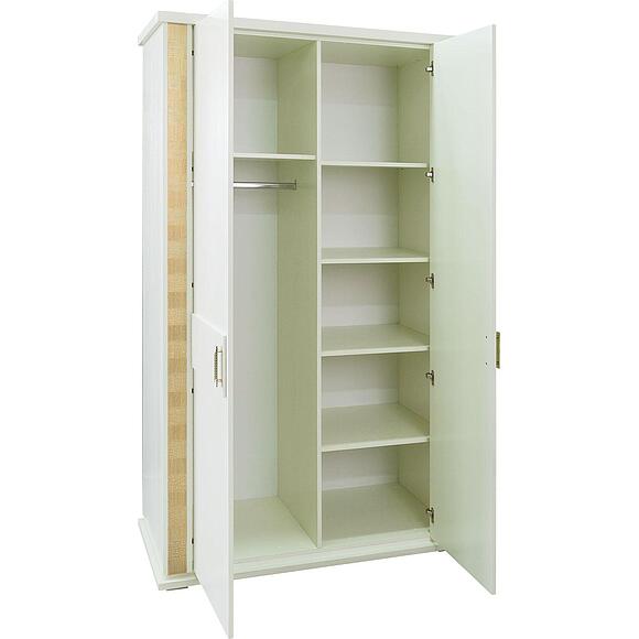 ტანსაცმლის კარადა «ტუნისი» პ6.343.1.06 (П344.06), ადგილი: დსპ+შპონი, ფერი: სპილოს ძვლის ფერი ოქროსფერი ორნამენტებით