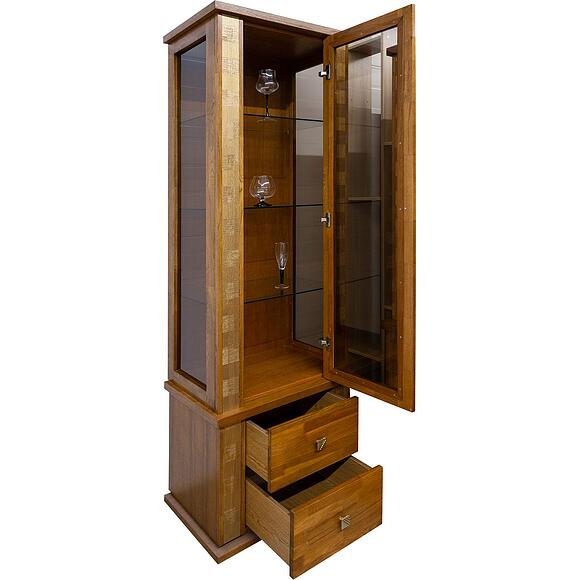 კარადა ვიტრინით «ტუნისი» პ6.343.0.19 (343.19-1შ), ადგილი: დსპ+შპონი, ფერი: მუხის რუსტიკალი მოოქროვილი