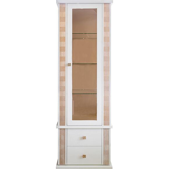 კარადა ვიტრინით «ტუნისი» პ6.343.0.19 (343.19-1შ), ადგილი: დსპ+შპონი, ფერი: სპილოს ძვლის ფერი ოქროსფერი ორნამენტებით