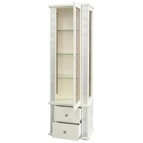 კარადა ვიტრინით «ტუნისი» პ6.343.0.19 (343.19-1შ), ადგილი: დსპ+შპონი, ფერი: სპილოსძვლისფერი ვერცხლით