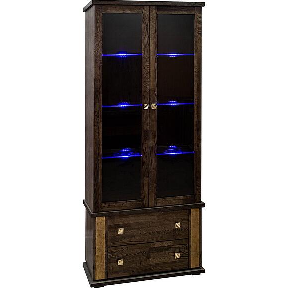 კარადა ვიტრინით «ტუნისი» პ6.343.0.22 (პ343.22შ), ადგილი: დსპ+შპონი, ფერი: ვენგე+ოქრო