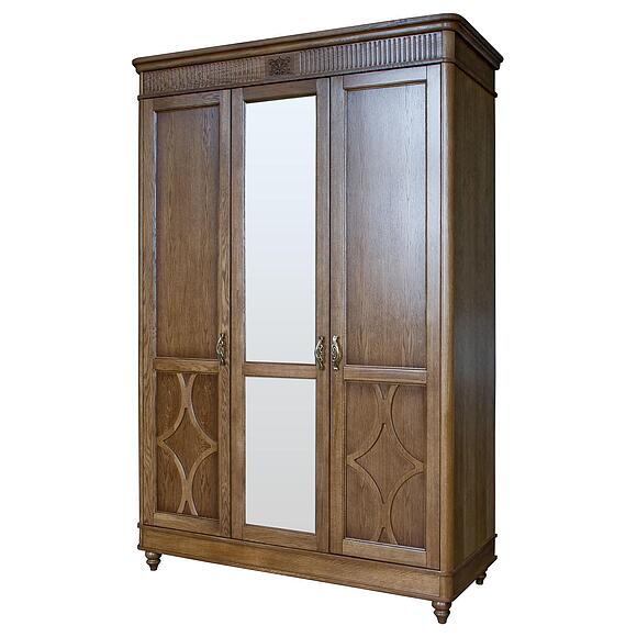 ტანსაცმლის კარადა 3დ «იუსტინა» ბმ2.691.1.03-01(2358-01), ადგილი: მასიური მუხა, ფერი: კაკალი