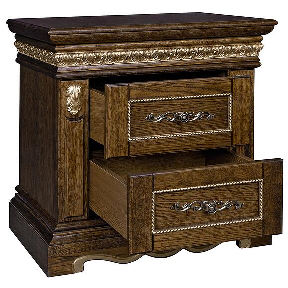 Тумба прикроватная «Милана 03с» П4.265.1.03(294.03с), Материал: Массив (дуб), Цвет: Черешня с золочением