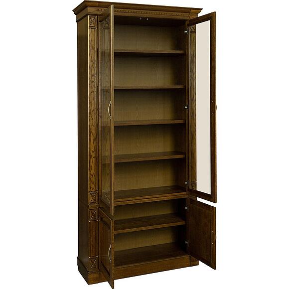 ბიბლიოთეკის ავეჯის ნაკრები «ვერდი ლუქსი 3» პ3.487.2.03 (პ523.ნ3), ადგილი: მასიური მუხა, ფერი: ბლისფერი ოქროსფერი ორნამენტებით