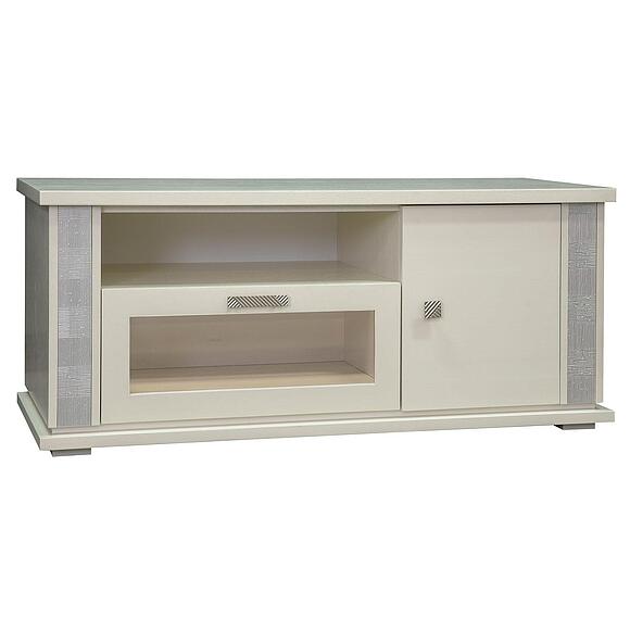 Тумба под ТВ «Тунис» П6.343.0.18 (П343.18Ш), Материал: МДФ+шпон, Цвет: Слоновая кость с серебром