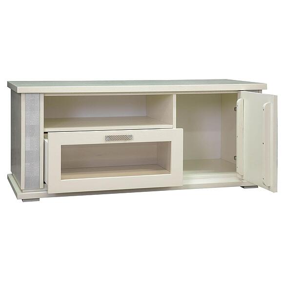 Тумба под ТВ «Тунис» П6.343.0.18 (П343.18Ш), Материал: МДФ+шпон, Цвет: Слоновая кость с серебром