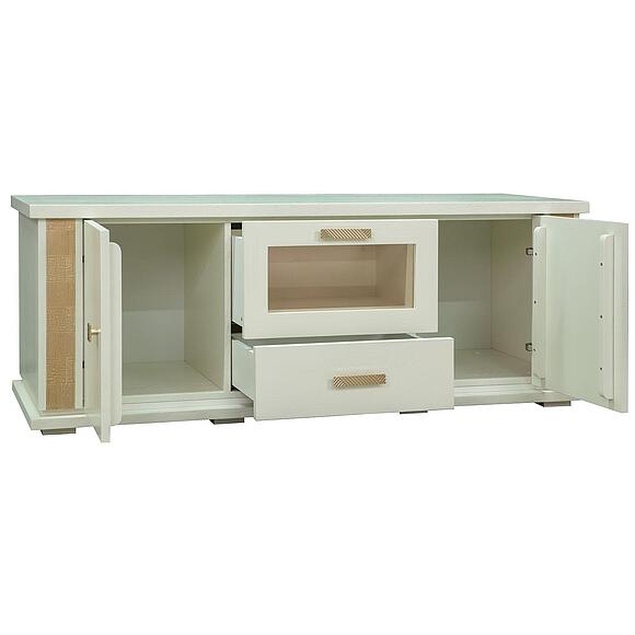 ტვ ტუმბო «ტუნისი» პ6.343.0.14 (343.14შ), ადგილი: მდფ+შპონი, ფერი: სპილოს ძვლის ფერი ოქროსფერი ორნამენტებით