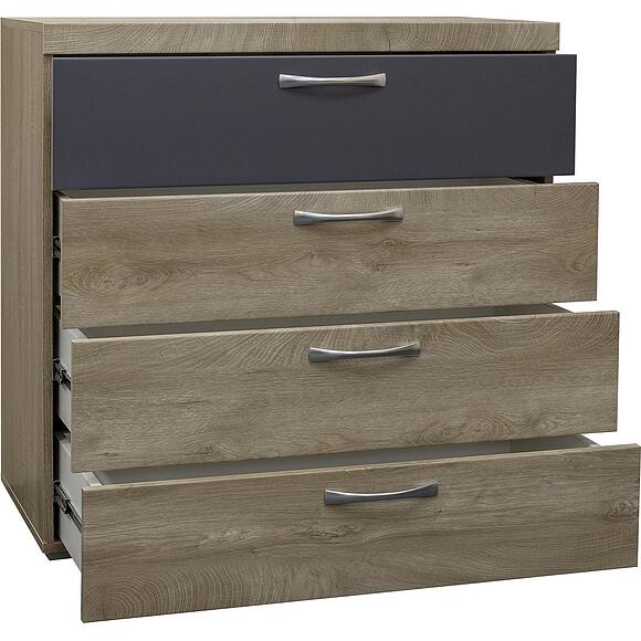 კომოდი «ამარანტი» პ571.02, ადგილი: მდფ+პვხ, ფერი: მუხა თამბაქო სინქრო + შაგრენის გრაფიტი