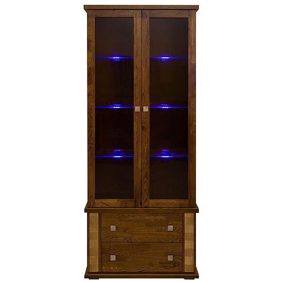 კარადა ვიტრინით «ტუნისი» პ6.343.0.22 (პ343.22შ), ადგილი: დსპ+შპონი, ფერი: ბლისფერი ოქროსფერი ორნამენტებით