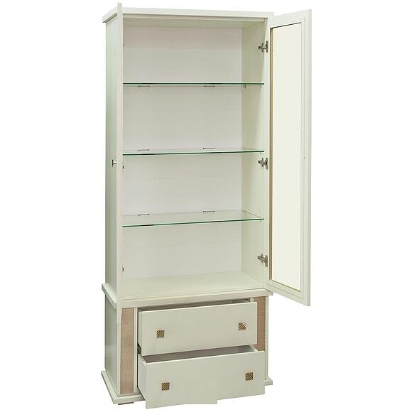 კარადა ვიტრინით «ტუნისი» პ6.343.0.22 (პ343.22შ), ადგილი: დსპ+შპონი, ფერი: სპილოს ძვლის ფერი ოქროსფერი ორნამენტებით