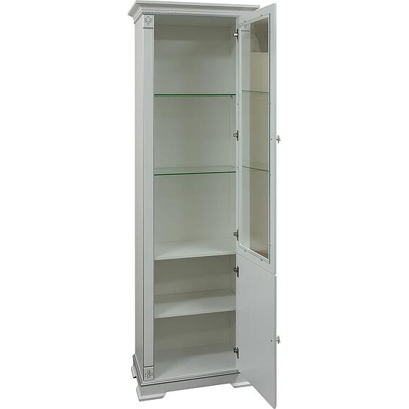 კარადა ვიტრინით "მარტინა შ 1" პ574.01, ადგილი: მდფ+შპონი, ფერი: ცირკონი მოვერცხლილი