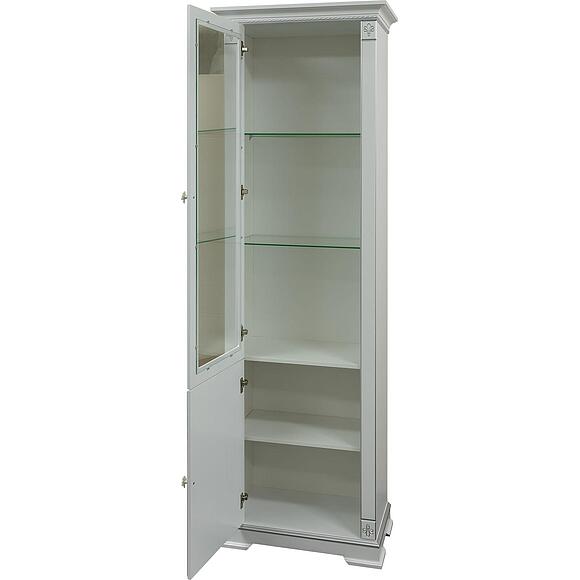 კარადა ვიტრინით "მარტინა შ 1.1" პ574.01-1, ადგილი: მდფ+შპონი, ფერი: ცირკონი მოვერცხლილი