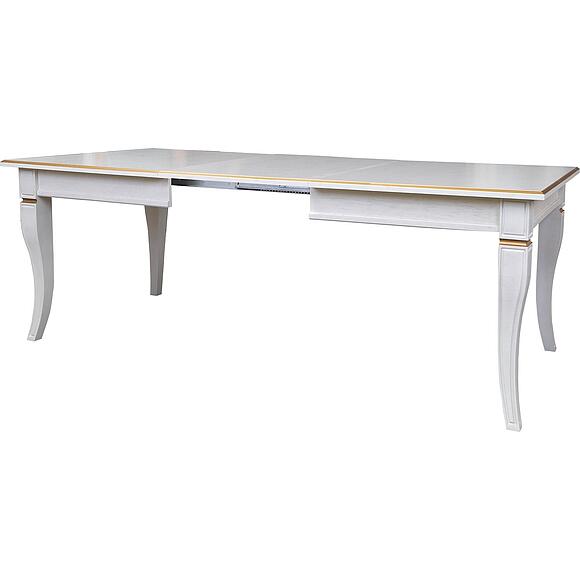 სასადილო მაგიდა «კინგი» პ4.193.4.07 (პ613.07), ადგილი: მდფ+შპონი, ფერი: სპილოს ძვლის ფერი ოქროსფერი ორნამენტებით