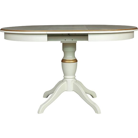 მაგიდა «ვერდი» პ4.487.4.03 (317.01), ადგილი: მასიური მუხა, ფერი: სპილოს ძვლის ფერი ოქროსფერი ორნამენტებით