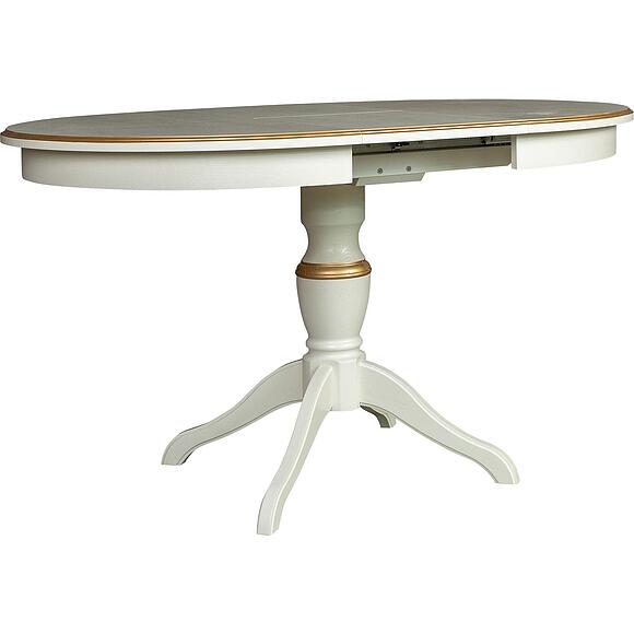 მაგიდა «ვერდი» პ4.487.4.03 (317.01), ადგილი: მასიური მუხა, ფერი: სპილოს ძვლის ფერი ოქროსფერი ორნამენტებით