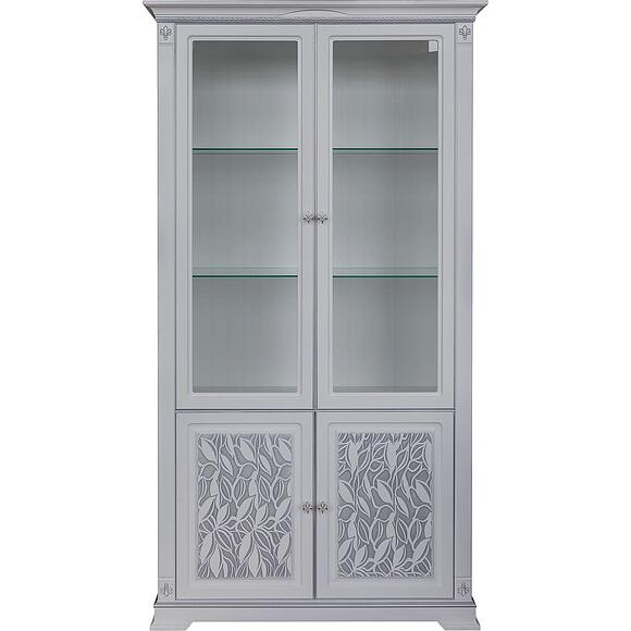 Шкаф с витриной «Мартина 2 3Д» П573.02 3Д , Материал: МДФ, Цвет: Молоко с серебром