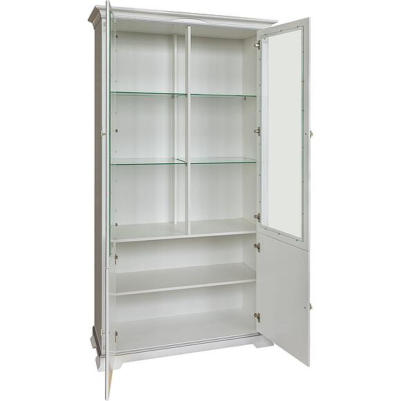 Шкаф с витриной «Мартина 2 3Д» П573.02 3Д , Материал: МДФ, Цвет: Молоко с серебром