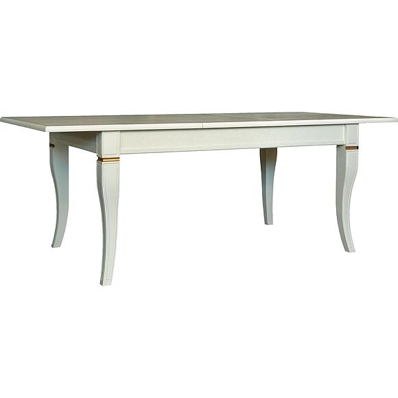 სასადილო მაგიდა «კინგი» პ4.193.4.03 (პ613.03), ადგილი: მასიური მუხა, ფერი: სპილოს ძვლის ფერი ოქროსფერი ორნამენტებით